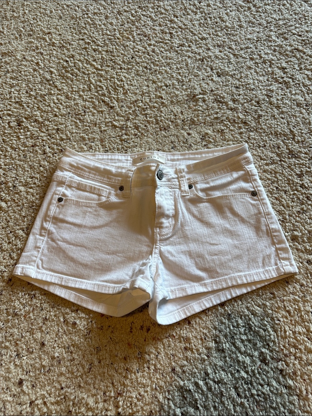 eunina White Denim Jean Shorts